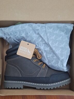 Eddie Bauer Gray and Brown Men's Lace-Up Outdoor Boots